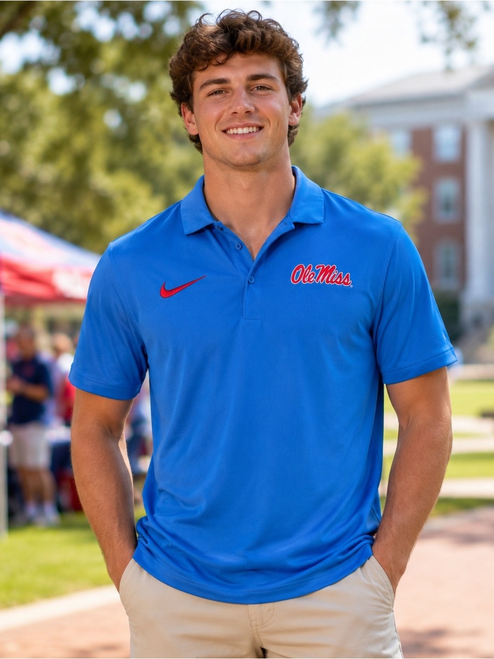 Nike Ole Miss Rebels Dri-FIT Powder Blue Woven Polo Men’s Size S